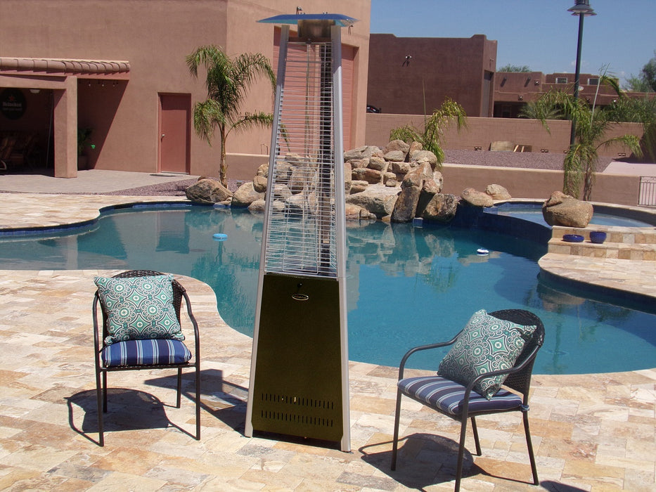 AZ Patio Heaters Commercial Glass Tube Propane Patio Heater - Hammered Bronze