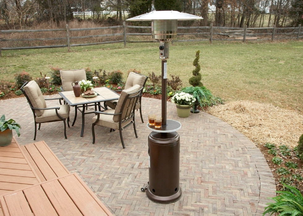 AZ Patio Heaters 48,000 BTU Propane Gas Patio Heater With Table - Hammered Bronze
