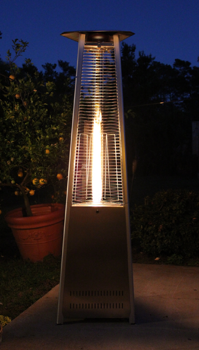AZ Patio Heaters Commercial Glass Tube Propane Patio Heater - Stainless Steel