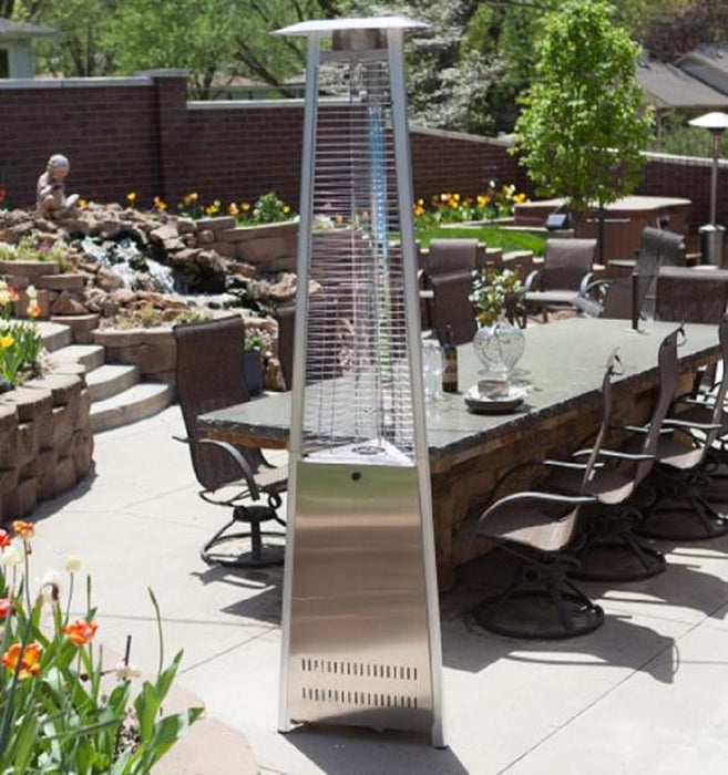 AZ Patio Heaters Commercial Glass Tube Propane Patio Heater - Stainless Steel