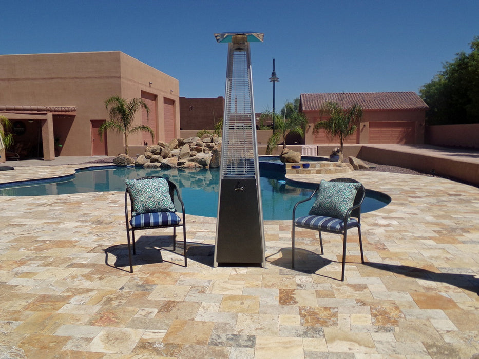 AZ Patio Heaters 40,000 BTU Quartz Glass Tube Propane Patio Heater - Hammered Silver
