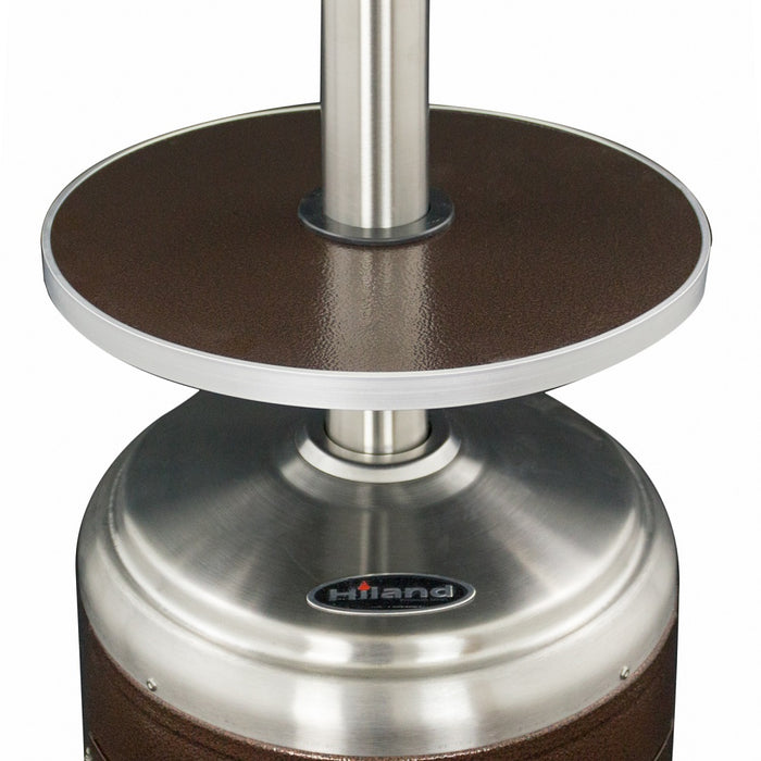 AZ Patio Heaters 48,000 BTU Propane Gas Patio Heater With Table - Stainless Steel/Hammered Bronze