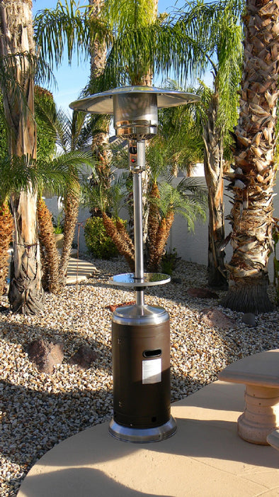 AZ Patio Heaters 48,000 BTU Propane Gas Patio Heater With Table - Stainless Steel/Hammered Bronze