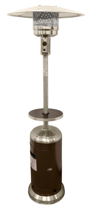 AZ Patio Heaters 48,000 BTU Propane Gas Patio Heater With Table - Stainless Steel/Hammered Bronze