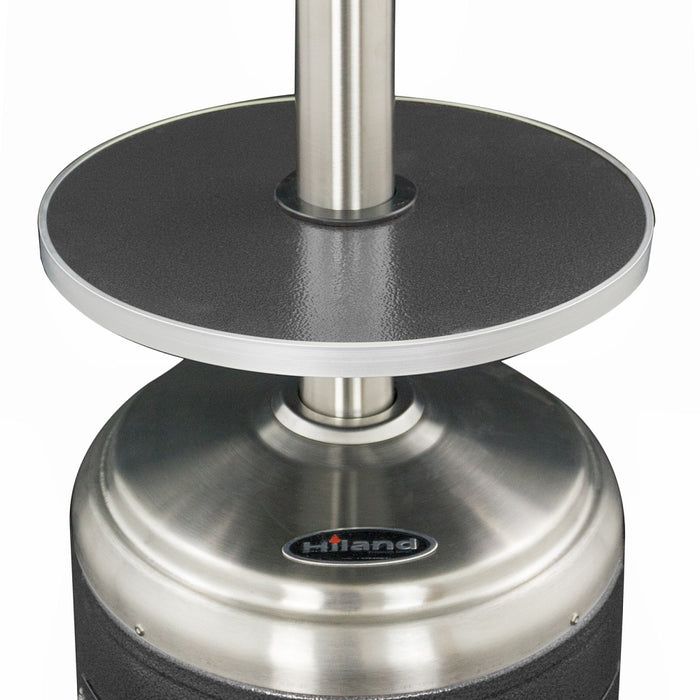 AZ Patio Heaters 48,000 BTU Propane Gas Patio Heater With Table - Stainless Steel/Hammered Silver