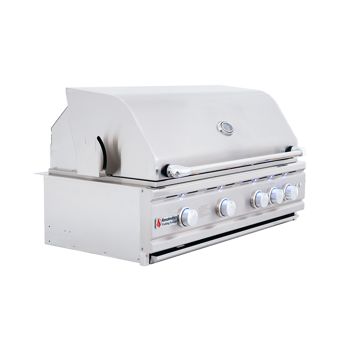 RCS Cutlass Pro 38 Inch Built-In Gas Grill w/ Ceramic Briquette Tray Flame Tamers - RON38B
