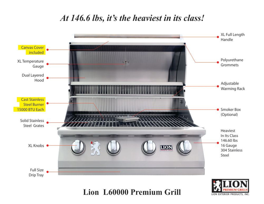 Lion L60000 32-Inch 4 Burner Built-In Gas Grill