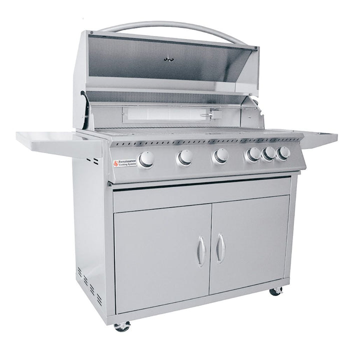 RCS Premier Series 40-Inch 5-Burner Built-In Natural Gas Grill With Rear Infrared Burner & Grill Lights - RJC40AL