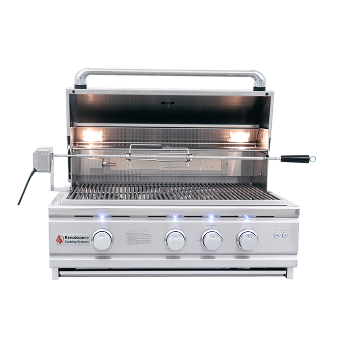 RCS Cutlass Pro 30 Inch Built-In Grill w/ Ceramic Briquette Tray Flame Tamers - RON30B