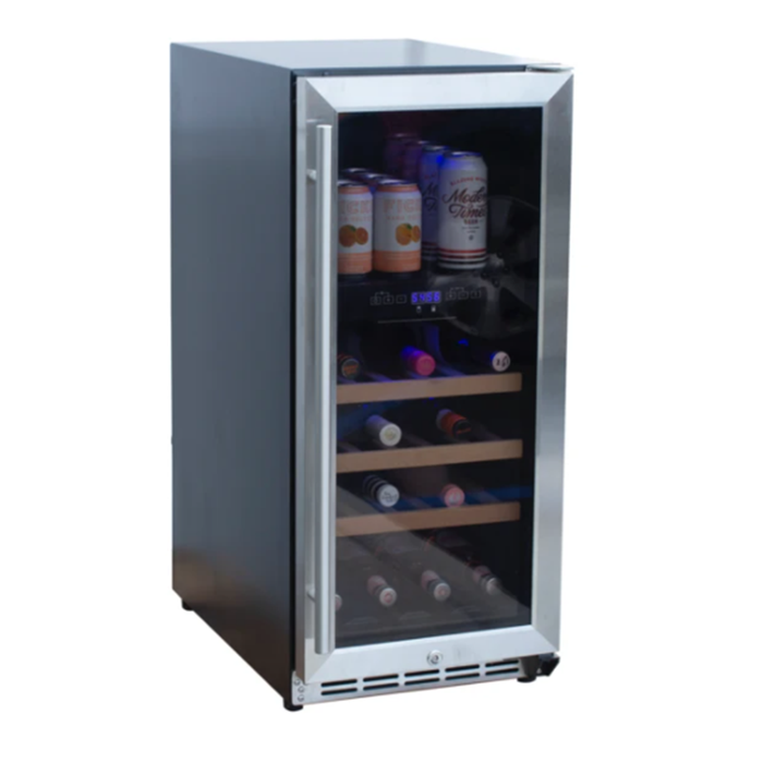 RCS 15-Inch 3.2 Cu. Ft. Outdoor Rated Stainless Steel Wine Cooler with Glass Window - RWC1