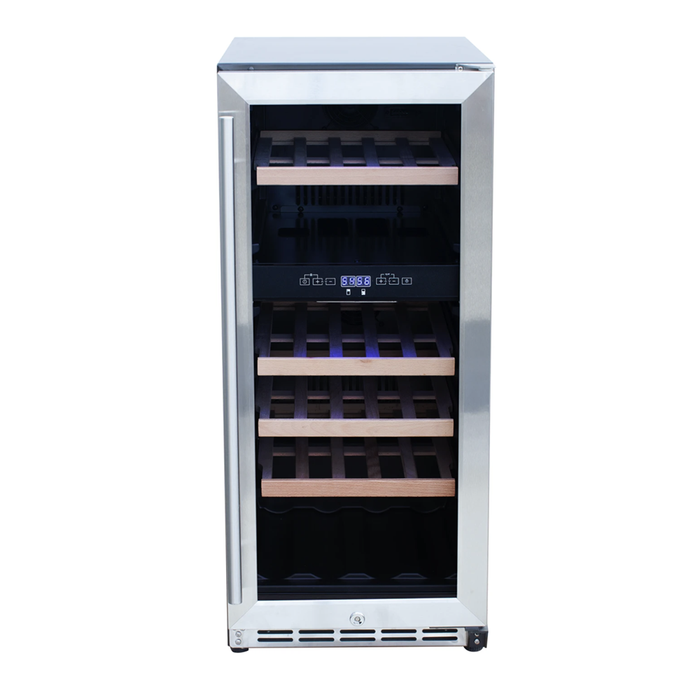 RCS 15-Inch 3.2 Cu. Ft. Outdoor Rated Stainless Steel Wine Cooler with Glass Window - RWC1