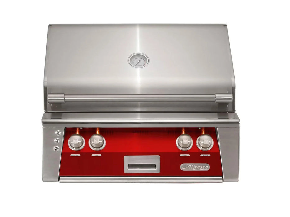 Alfresco ALXE 30-Inch Built-In Grill With Sear Zone And Rotisserie in Carmine Red - ALXE-30SZ -S3002