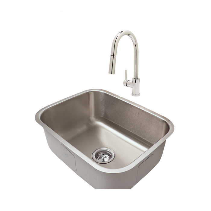 RCS 23 X 18 18-Gauge Single Bowl Stainless Steel Undermount Sink With Hot/Cold Faucet - RSNK2