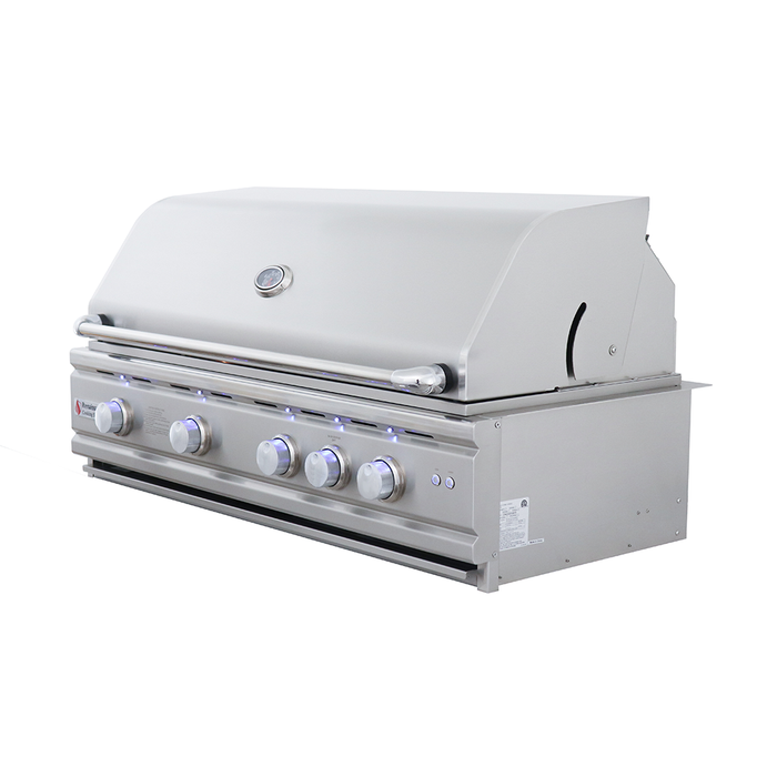 RCS Cutlass Pro 42 Inch Built-In Gas Grill w/ Ceramic Briquette Tray Flame Tamers - RON42B