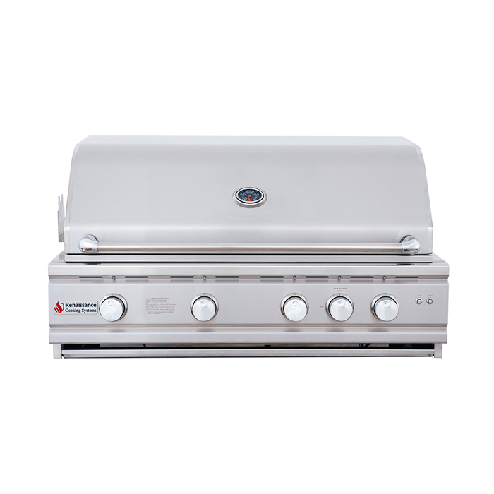 RCS Cutlass Pro 38 Inch Built-In Gas Grill w/ Ceramic Briquette Tray Flame Tamers - RON38B
