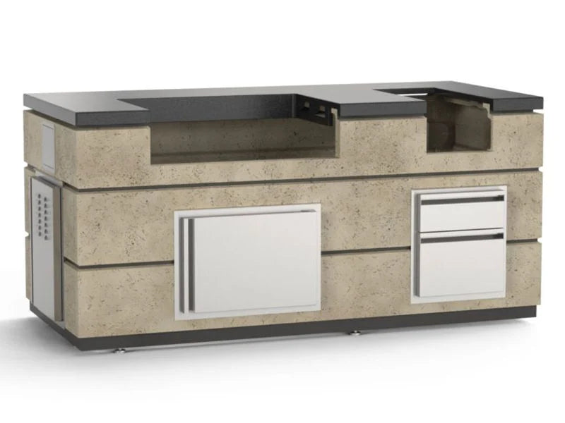 AOG 6 1/2-Foot Complete Island Package with L-Series 30-Inch 3-Burner Built-In Gas Grill & Double Side Burner - Travertine