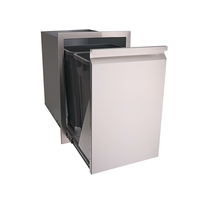 RCS Valiant Series 20-Inch Roll-Out Stainless Steel Double Trash / Recycling Bin - VTD2