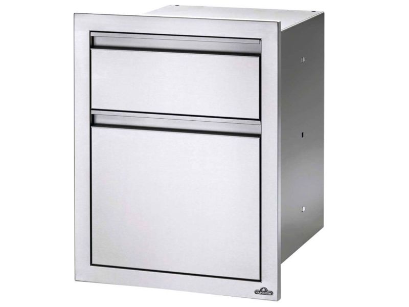 Napoleon 18-Inch Stainless Steel Double Drawer with Waste Bin