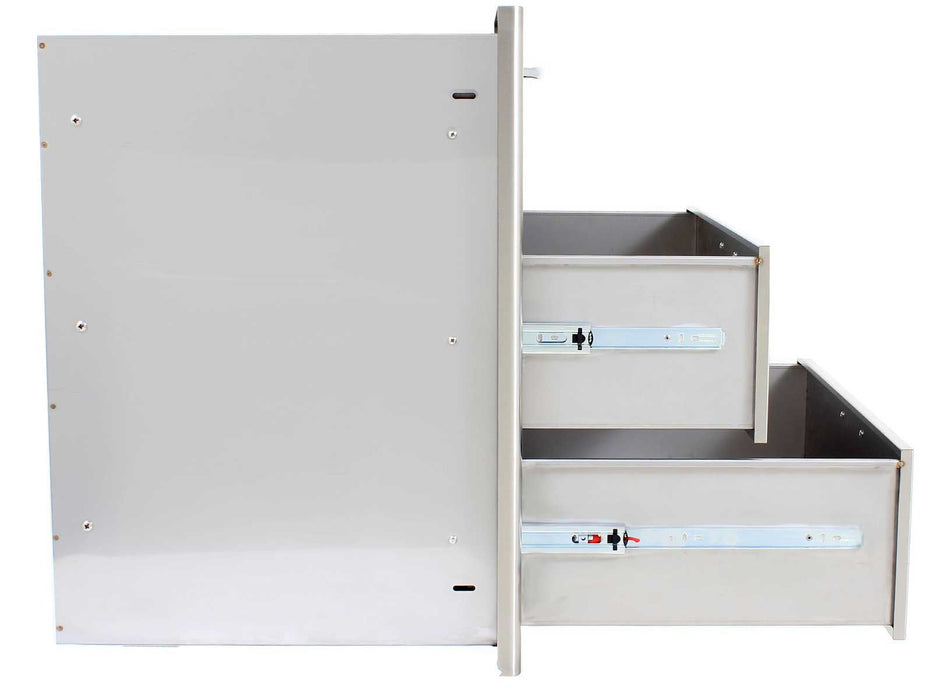 Blaze 30-in Stainless Steel Easy Close Triple Access Drawer w/ LED Lighting - BLZ-30W-3DRW-LT