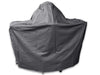 Gray BBQ grill cover on a white background