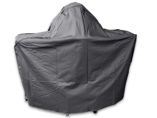 Gray BBQ grill cover on a white background
