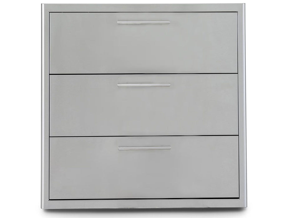 Blaze 30-in Stainless Steel Easy Close Triple Access Drawer w/ LED Lighting - BLZ-30W-3DRW-LT