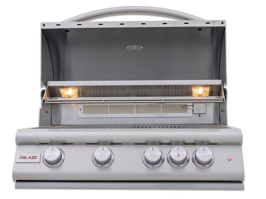 Blaze Premium LTE+ Marine Grade 32-Inch 4-Burner Built-In Gas Grill w/ Lift-Assist Hood & Rear Infrared Burner - BLZ-4LTE3MG