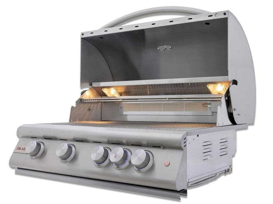 Blaze Premium LTE+ Marine Grade 32-Inch 4-Burner Built-In Gas Grill w/ Lift-Assist Hood & Rear Infrared Burner - BLZ-4LTE3MG
