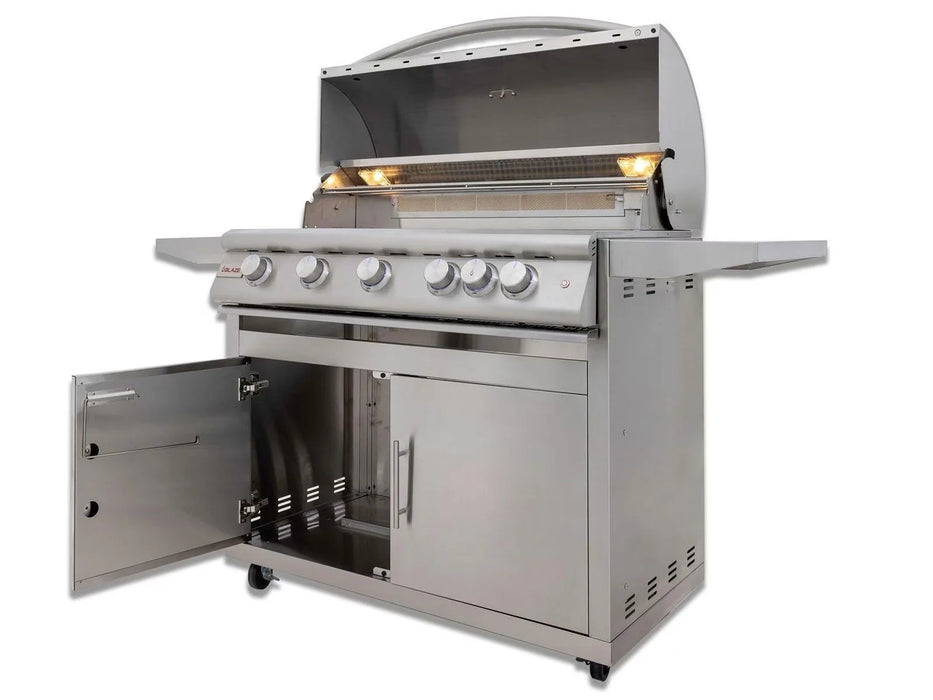 Blaze Premium LTE+ 40-Inch 5-Burner Gas Grill w/ Lift-Assist Hood & Rear Infrared Burner - BLZ-5LTE3+BLZ-5-CART-SC