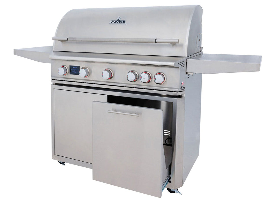 Blaze LTE PRO 40-in 5-Burner Freestanding Gas Grill w/ Digital Temperature Screen & Rotisserie - BLZ-5LTEPRO+BLZ-5LTEPRO-CART-LTSC