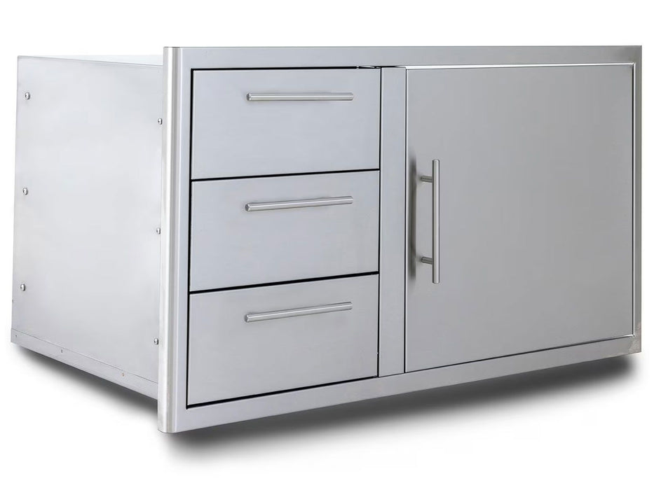 Blaze 39-in Stainless Steel Soft Close Access Door & Triple Drawer Combo w/ LED Lighting - BLZ-DDC-R-39-LTSC