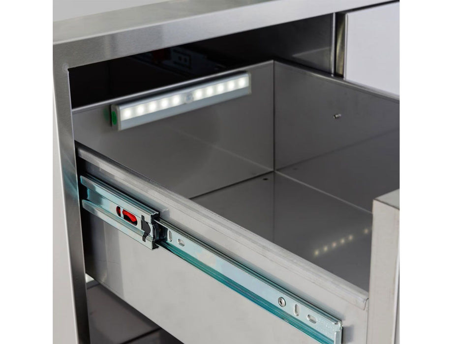 Blaze 32-in Stainless Steel Soft Close Access Door & Double Drawer Combo w/ LED Lighting - BLZ-DDC-R-LTSC