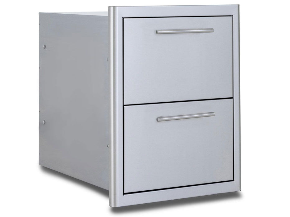 Blaze 16-in Stainless Steel Easy Close Double Access Drawer w/ LED Lighting - BLZ-DRW2-R-LT