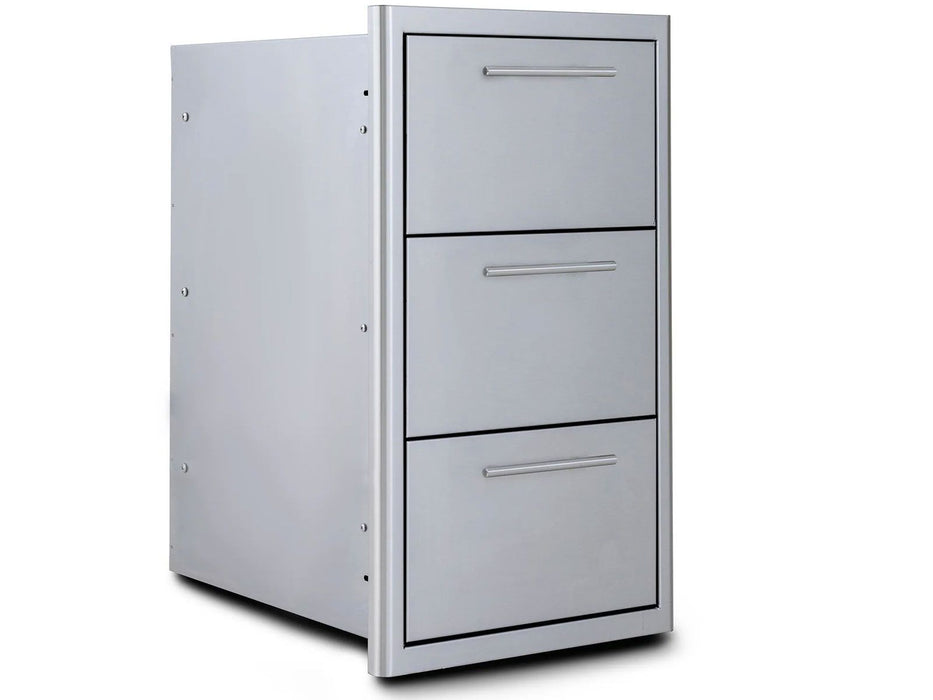 Blaze 16-in Stainless Steel Easy Close Triple Access Drawer w/ LED Lighting - BLZ-DRW3-R-LT