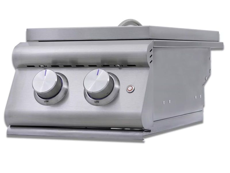 Blaze LTE+ Built-In Gas Stainless Steel Double Side Burner With Lid - BLZ-SB2-LTE3