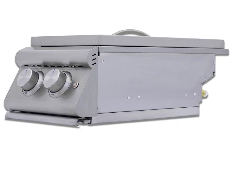 Blaze LTE+ Built-In Gas Stainless Steel Double Side Burner With Lid - BLZ-SB2-LTE3