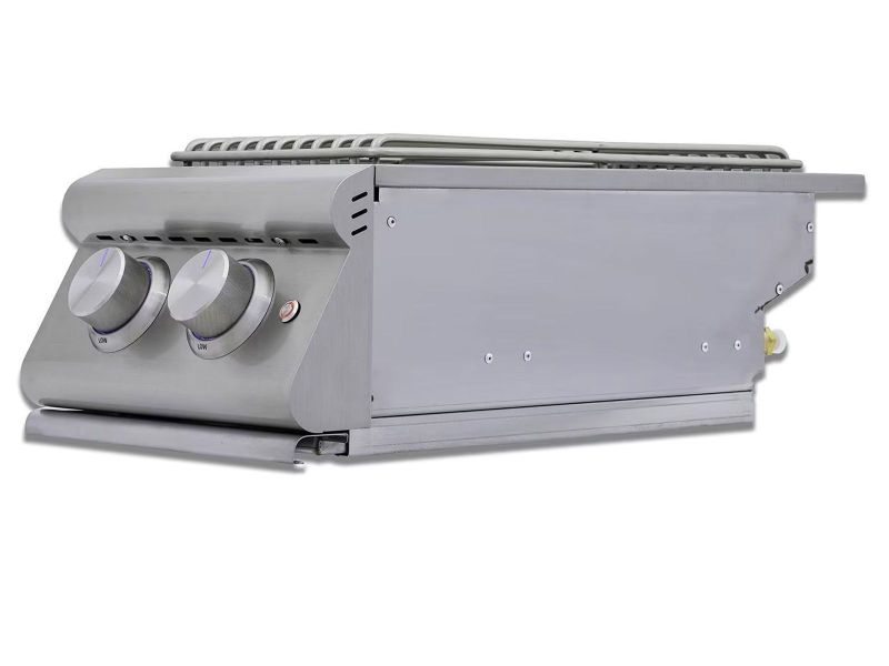 Blaze LTE+ Built-In Gas Stainless Steel Double Side Burner With Lid - BLZ-SB2-LTE3