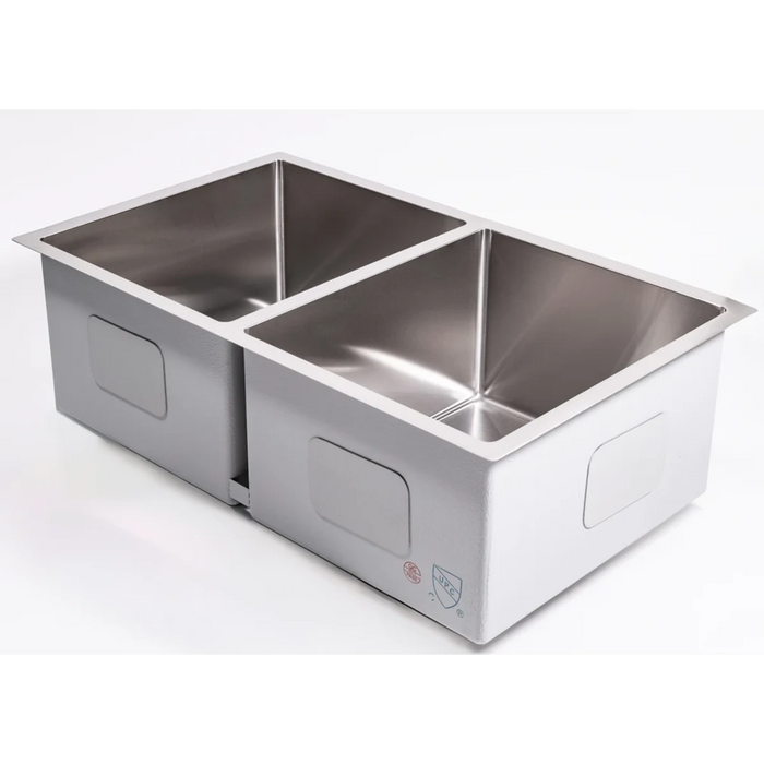 32" Double Bowl 50/50 Undermount Square Sink, Stainless Steel - CDS-D3255