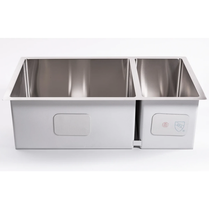 Cameo 32" Double Bowl 70/30 Undermount Square Sink, Stainless Steel - CDS-D3273