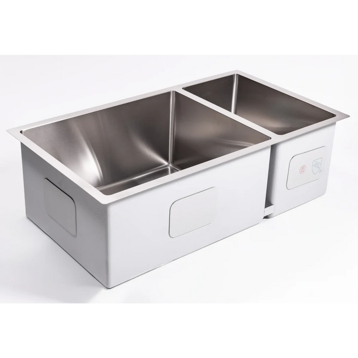 Cameo 32" Double Bowl 70/30 Undermount Square Sink, Stainless Steel - CDS-D3273