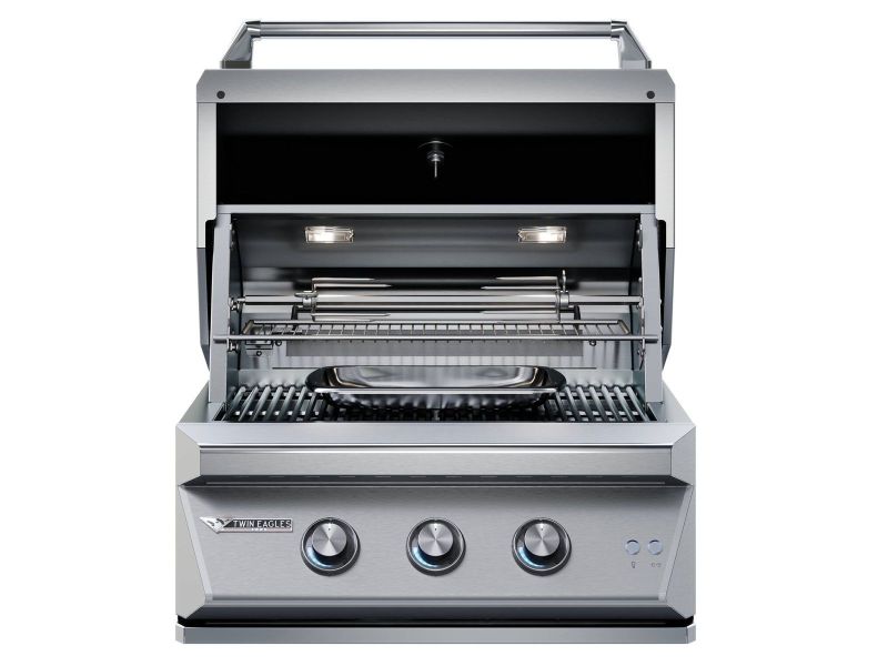 Twin Eagles 30-Inch 2-Burner Gas Grill with Sear Zone & Infrared Rotisserie Burner On Deluxe Cart