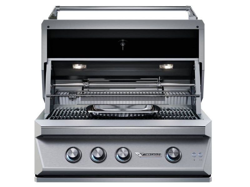 Twin Eagles 36-Inch 3-Burner Gas Grill with Infrared Rotisserie Burner On Deluxe Cart