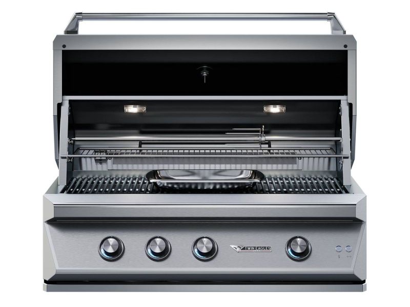 Twin Eagles 42-Inch 3-Burner Gas Grill with Sear Zone & Infrared Rotisserie Burner On Deluxe Cart