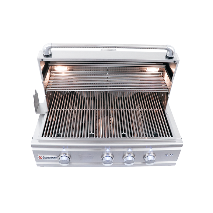 RCS Cutlass Pro 30 Inch Built-In Grill w/ Ceramic Briquette Tray Flame Tamers - RON30B