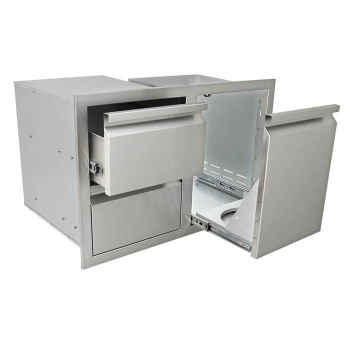 RCS Valiant Series 30-Inch Stainless Steel Enclosed Double Storage Drawer & Propane Drawer Combo - VDCL1