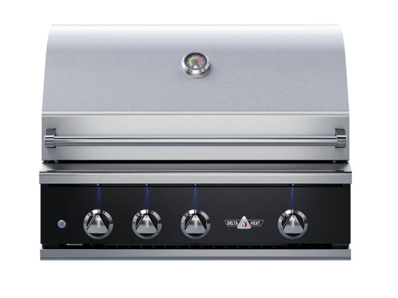 Delta Heat 32-Inch 3-Burner Built-In Gas Grill w/ Rotisserie - Black Control Panel - DHBQ32R-K