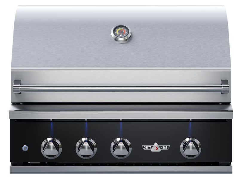 Delta Heat 32-Inch 3-Burner Built-In Gas Grill w/ Rotisserie & Sear Zone - Black Control Panel - DHBQ32RS-K