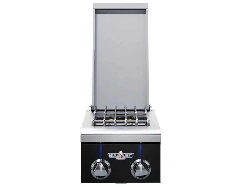 Delta Heat Built-In Gas Double Side Burner- Black Control Panel
