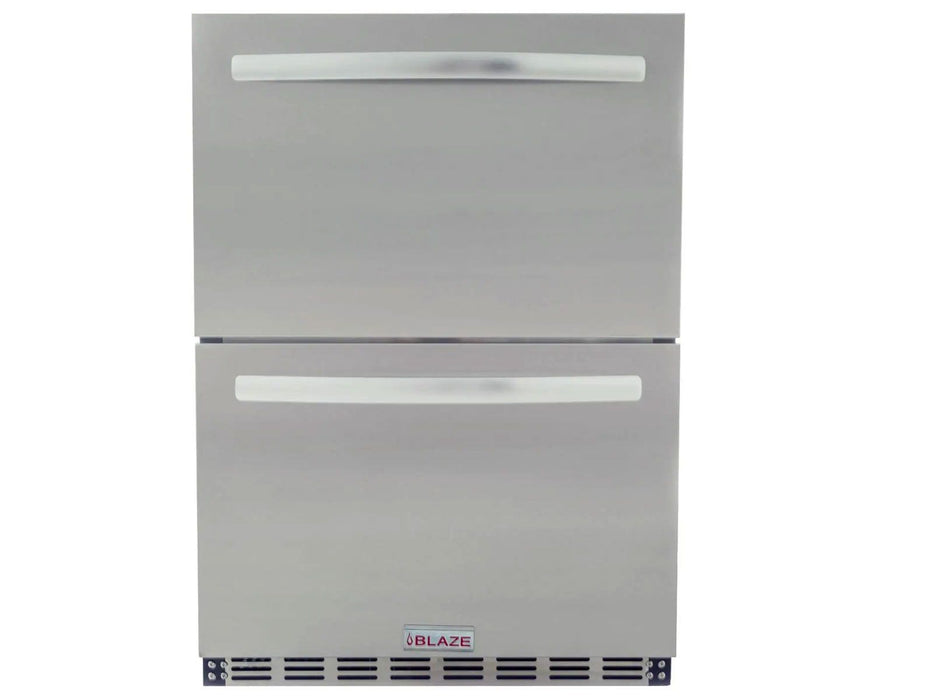 Blaze 23.5-Inch 5.1 Cu. Ft. Outdoor Rated Stainless Steel Double Drawer Refrigerator - BLZ-SSRF-DBDR5.1