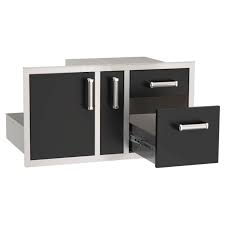 Fire Magic Echelon Flush 36-Inch Black Access Door With Platter Storage And Double Drawer With Soft Close - 53816BSC